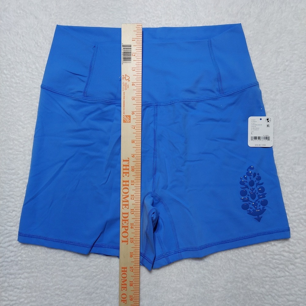 Free People Women's L Riviera Blue Never Better Silicone Logo Bike Short - Picture 5 of 8